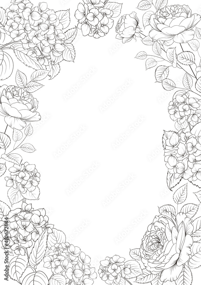Invitation card with blossom flower frame. Vector illustration. Invitation card with blossom flower frame. Vector illustration.