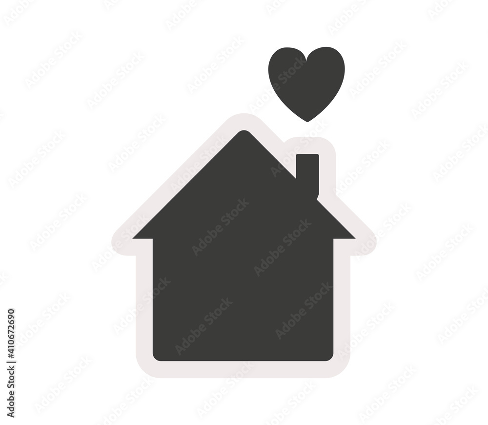 stay home, heart, home sticker symbol vector stay home, heart, home sticker symbol vector