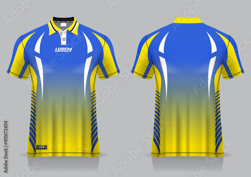 jersey badminton polo shirt design, for uniform team front and back