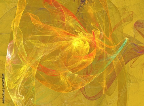 Abstract background, yellow and multicolored fantastic texture, unique art illustration, fractal for graphic 