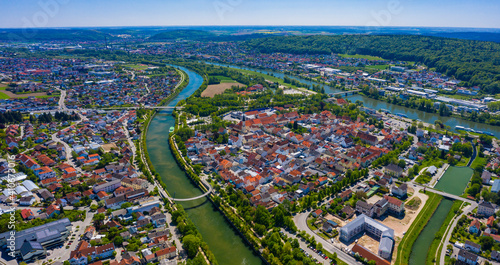 Aerial view of the city Kelheim in Germany, Bavaria on a sunny spring day  © GDMpro S.R.O.