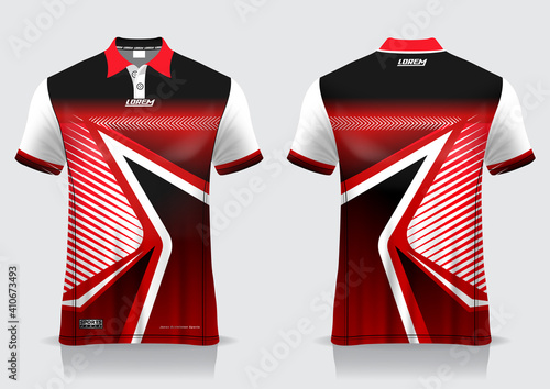 jersey badminton polo shirt design, for uniform team front and back