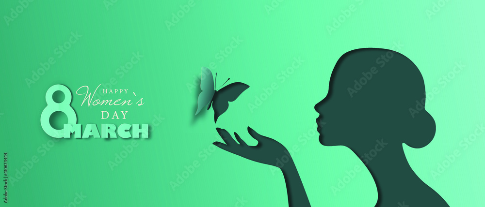 Naklejka premium Happy women`s day, paper art.