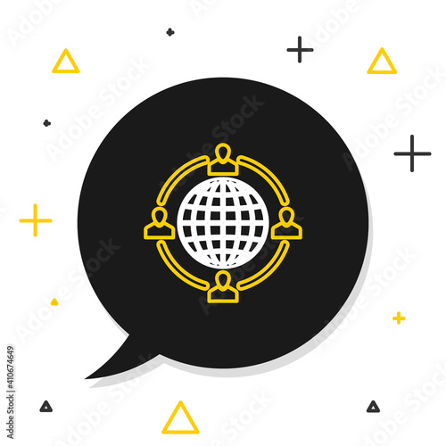 Line Outsourcing concept icon isolated on white background. Cooperation sign. Idea of teamwork and investment. Colorful outline concept. Vector.