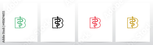 Rod of Asclepius On Letter Logo Design B