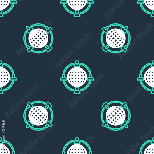 Line Outsourcing concept icon isolated seamless pattern on black background. Cooperation sign. Idea of teamwork and investment. Vector.