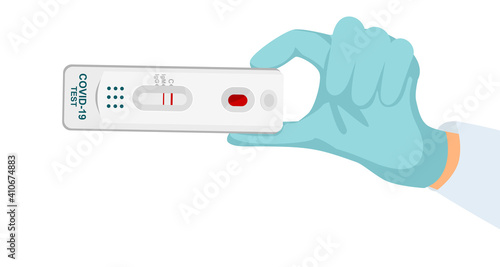Positive test for coronavirus in the doctor s cookie. Rapid medical test for Covid-19. covid-19 test results.