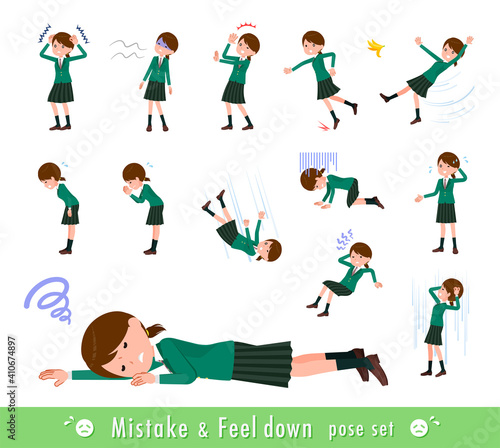 flat type school girl Green Blazer_Mistake