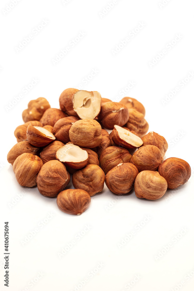 Hazelnuts isolated on the white background Hazelnuts isolated on the white background