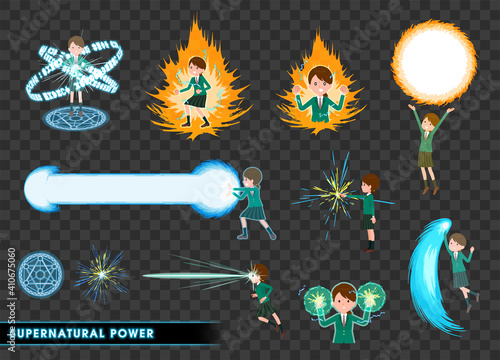 flat type school girl Green Blazer_Psychic