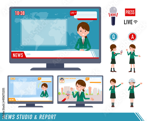 flat type school girl Green Blazer_TV-news-report