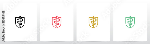 Rod of Asclepius On Letter Logo Design U