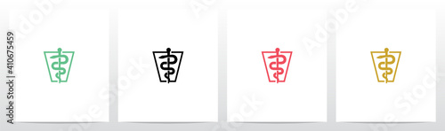 Rod of Asclepius On Letter Logo Design V