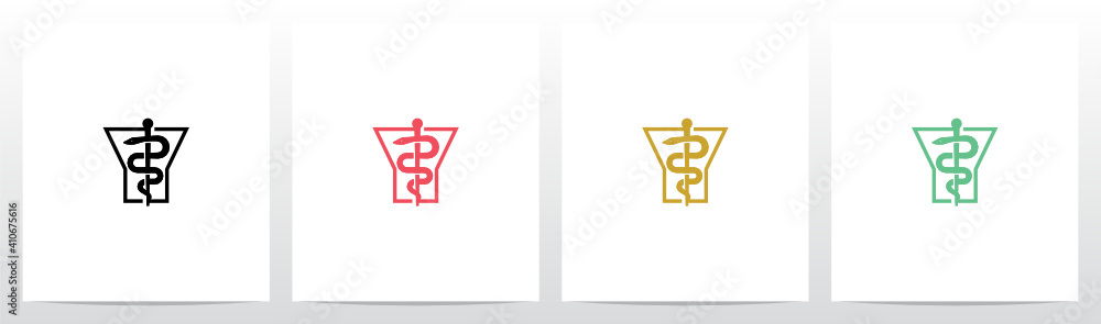 Obraz premium Rod of Asclepius On Letter Logo Design Y