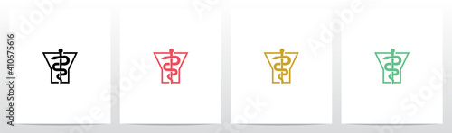 Rod of Asclepius On Letter Logo Design Y