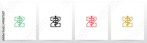 Rod of Asclepius On Letter Logo Design Z