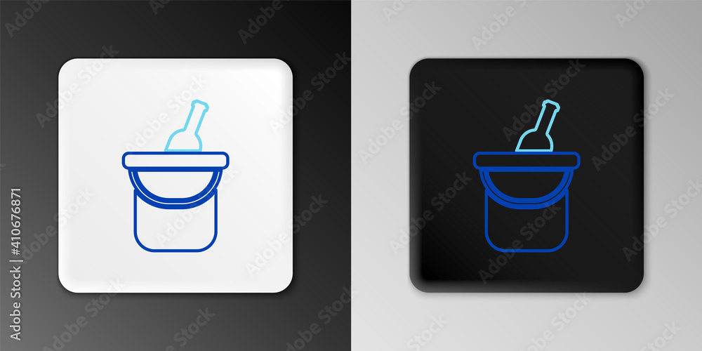 Line Bottle of wine in an ice bucket icon isolated on grey background. Colorful outline concept. Vector. Line Bottle of wine in an ice bucket icon isolated on grey background. Colorful outline concept. Vector.