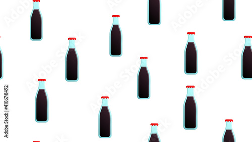Soda drink bottle black and white seamless pattern. Variety of packaging using hand drawn or doodle art