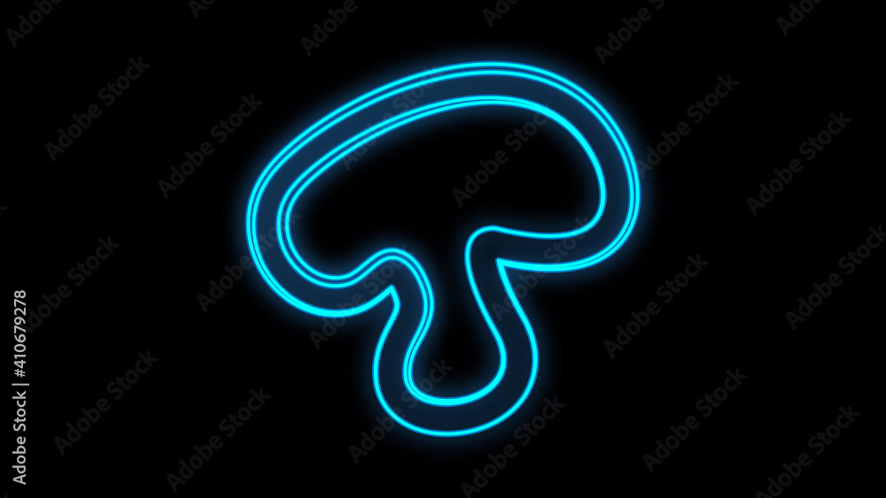 Glowing neon line Mushroom icon isolated on blue background. Illustration Glowing neon line Mushroom icon isolated on blue background. Illustration