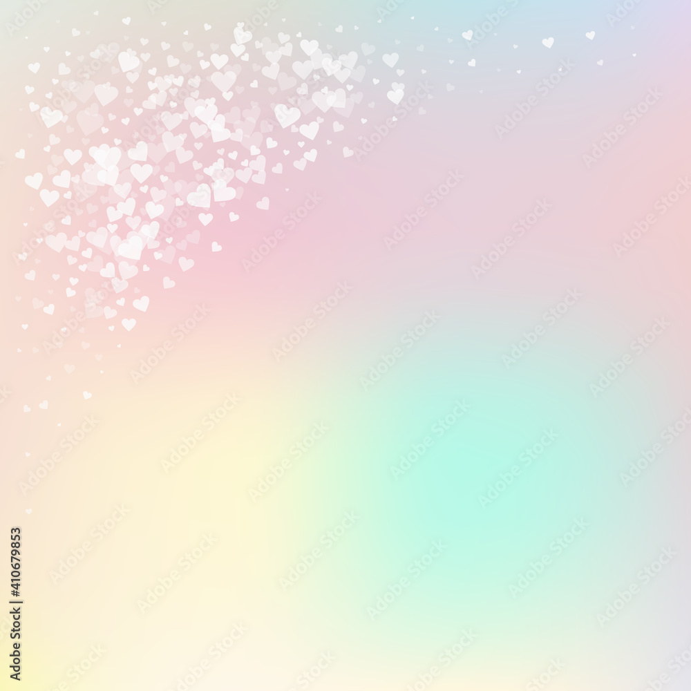 White heart love confettis. Valentine's day corner White heart love confettis. Valentine's day corner