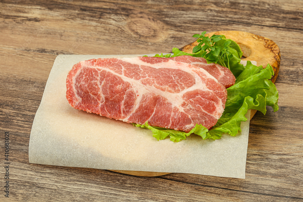 Raw pork meat neck steack