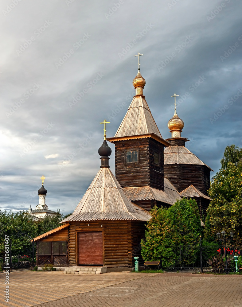 St. Sergiy wooden church. St. Trinity monastery, city of Murom, Russia