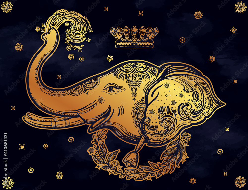 Decorative vector elephant Stock Vector | Adobe Stock