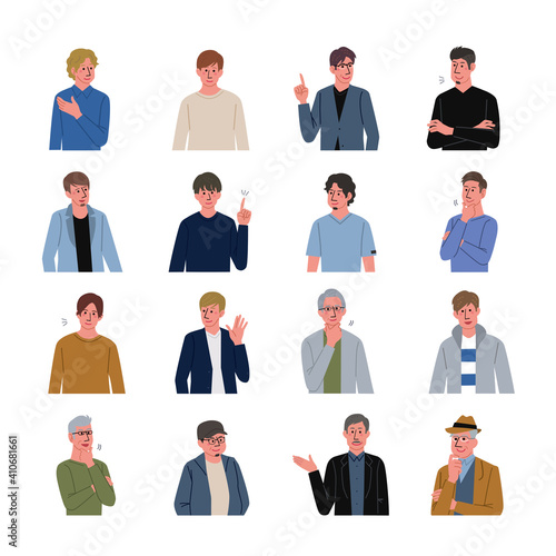 いろいろな世代の男性　イラスト　バナー