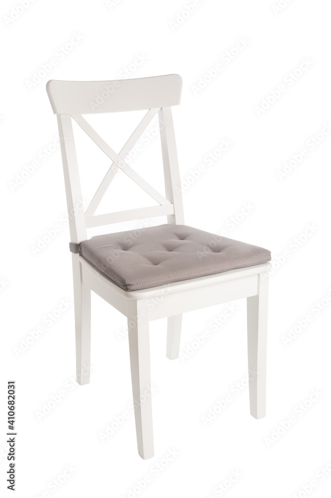 Wooden chair close up isolated on white background Wooden chair close up isolated on white background