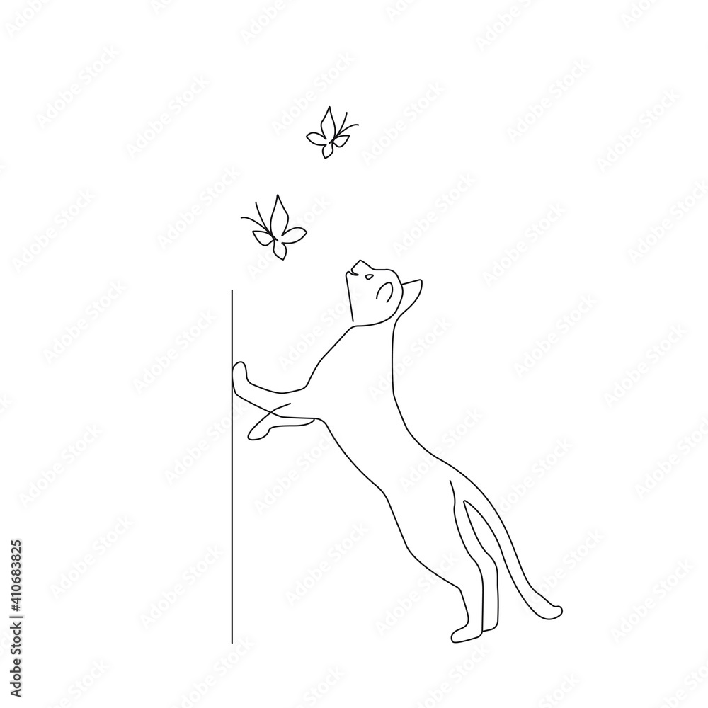 Cat and Butterflies Line Art Drawing. Cute Cat Line Art Illustration. Minimalist Trendy Contemporary Design Perfect for Wall Art, Prints, Social Media, Posters, Invitations, Branding Design. Cat and Butterflies Line Art Drawing. Cute Cat Line Art Illustration. Minimalist Trendy Contemporary Design Perfect for Wall Art, Prints, Social Media, Posters, Invitations, Branding Design.