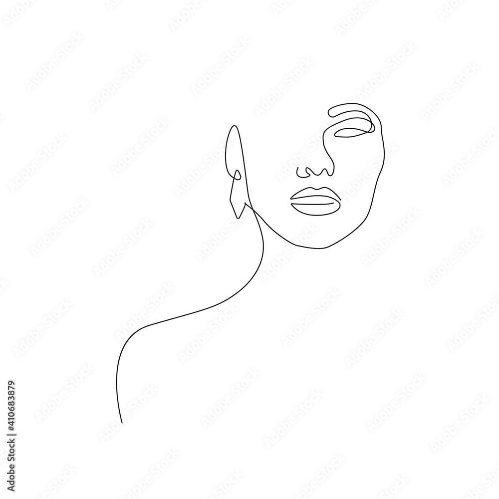 Woman Face Continuous One Line Drawing Isolated on White Background. Trendy Woman Beauty Drawing, Vector Illustration. Good for Prints, T-shirt, Banners, Slogan Design Modern Graphics Style Woman Face Continuous One Line Drawing Isolated on White Background. Trendy Woman Beauty Drawing, Vector Illustration. Good for Prints, T-shirt, Banners, Slogan Design Modern Graphics Style