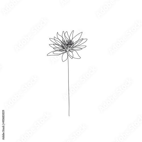 Flower One Line Drawing. Continuous Line of Simple Flower Illustration. Abstract Contemporary Botanical Design Template for Minimalist Covers  t-Shirt Print  Postcard  Banner etc. Vector EPS 10.