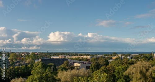 4K Timelapse Landscape with clouds of the capital of Estonia, Talinn on a lovely autumn day in October. photo