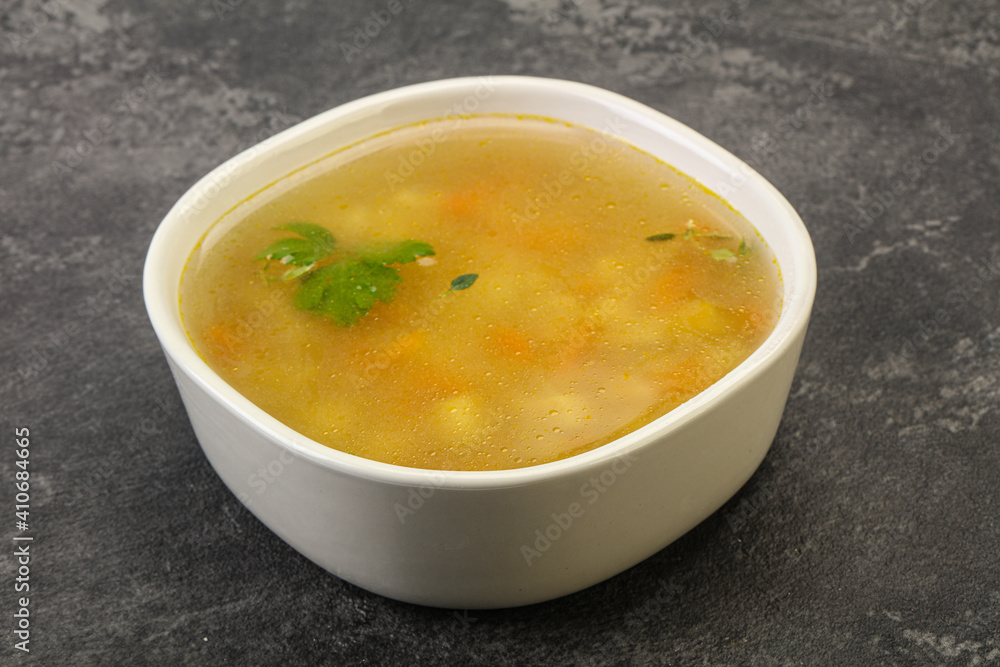 Tasty chicken soup with carrot Tasty chicken soup with carrot