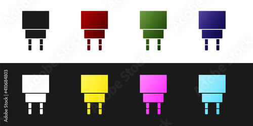 Set Charger icon isolated on black and white background. Vector.