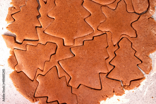 Gingerbread dough in the cooking process. Food concept. Texture Form for making gingerbread.