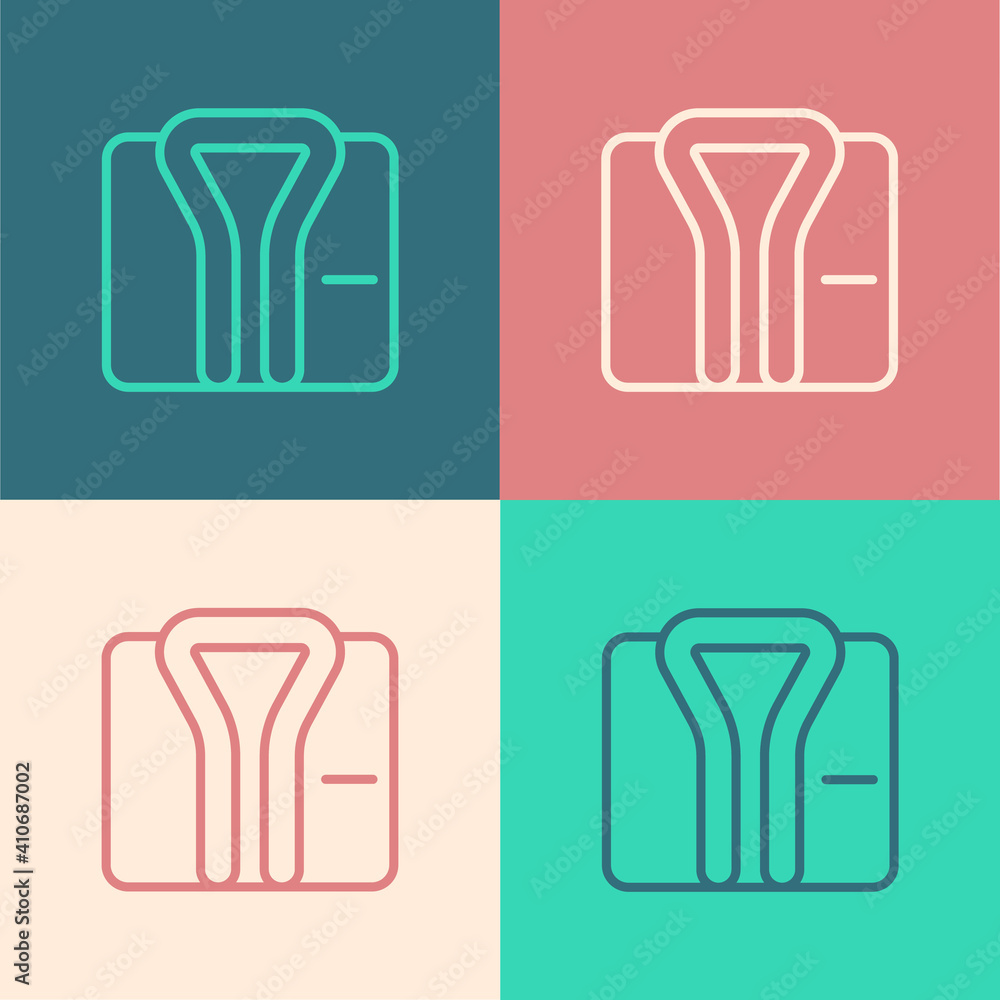 Pop art line Bathrobe icon isolated on color background. Vector. Pop art line Bathrobe icon isolated on color background. Vector.