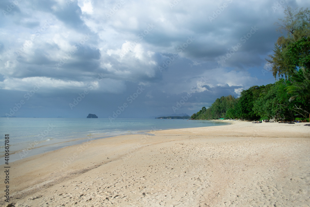 Beautiful idyllic seascape and white sand on Krabi province ,Thailand.Krabi - in southern Thailand is one of the most relaxing places on the planet.