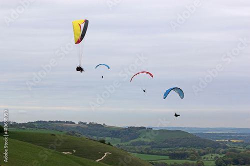 Paragliding above the Pewsey Vale at Golden Ball 