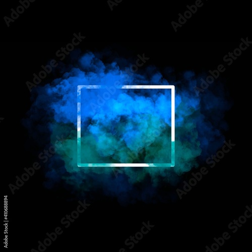 Abstract colorful smog with white frame for dust explosion wallpaper design