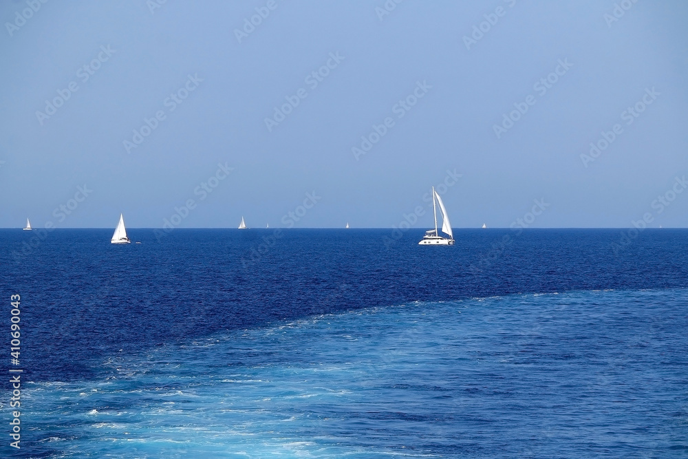 Obraz premium Sailing boat in Croatia. Beautiful Mediterranean landscape.