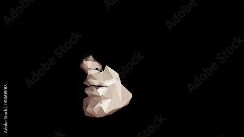 Digitalization Concept: Stylish Abstract Face. Visualization of Drawing a Human Head with Polygons. Piece by Piece. Computer Technology Merge with Humanity. Transparent Bg Only in 4k with ProRes Codec