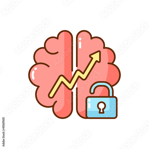Growth mindset RGB color icon. Creative thinking idea. Creativity development. Brainstorm and teamwork. Broadening horizons. Improving thinking skills. Isolated vector illustration