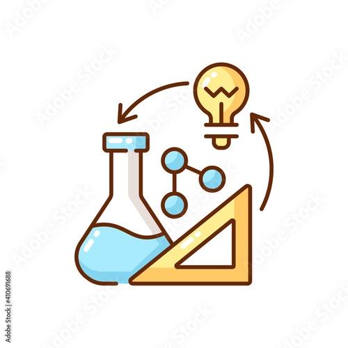 Creativity in STEM RGB color icon. Creative thinking idea. Creativity development. Professional information analysis. Examples of creative thinking skills. Isolated vector illustration