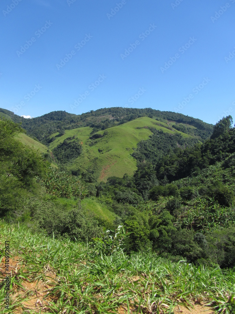 typical rural landscape in Brazil, with green hills typical rural landscape in Brazil, with green hills