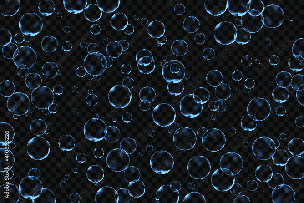 Soap bubbles on a transparent background. Bubble background