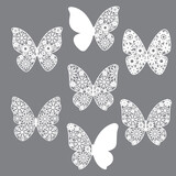 set of floral butterfly, laser cutting