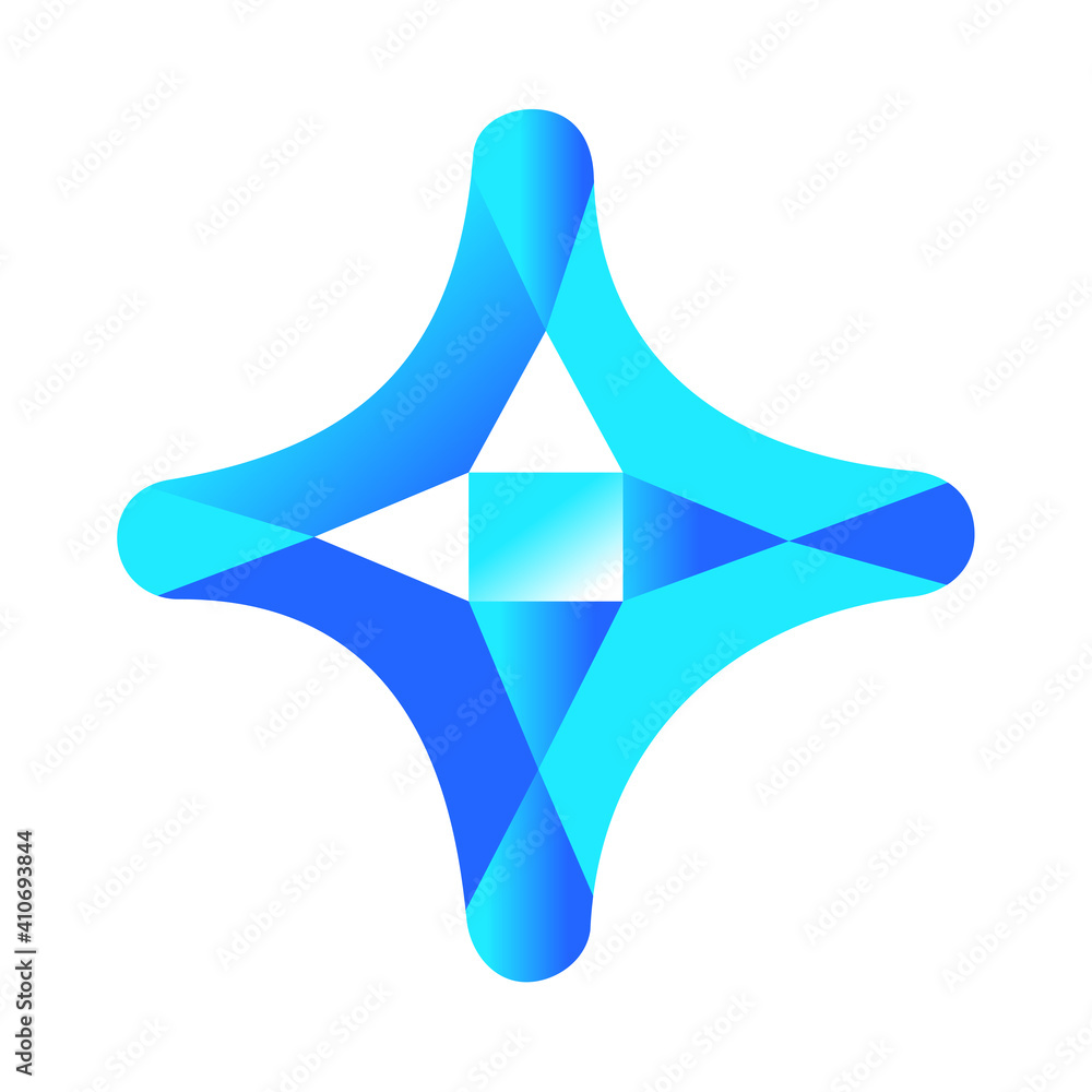 Blue star shaped rhinestone. Vector isolated.
