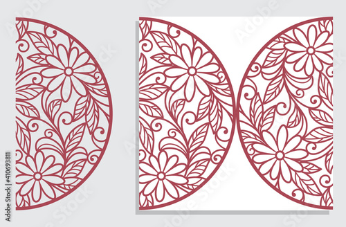 floral greeting card, laser cut pattern