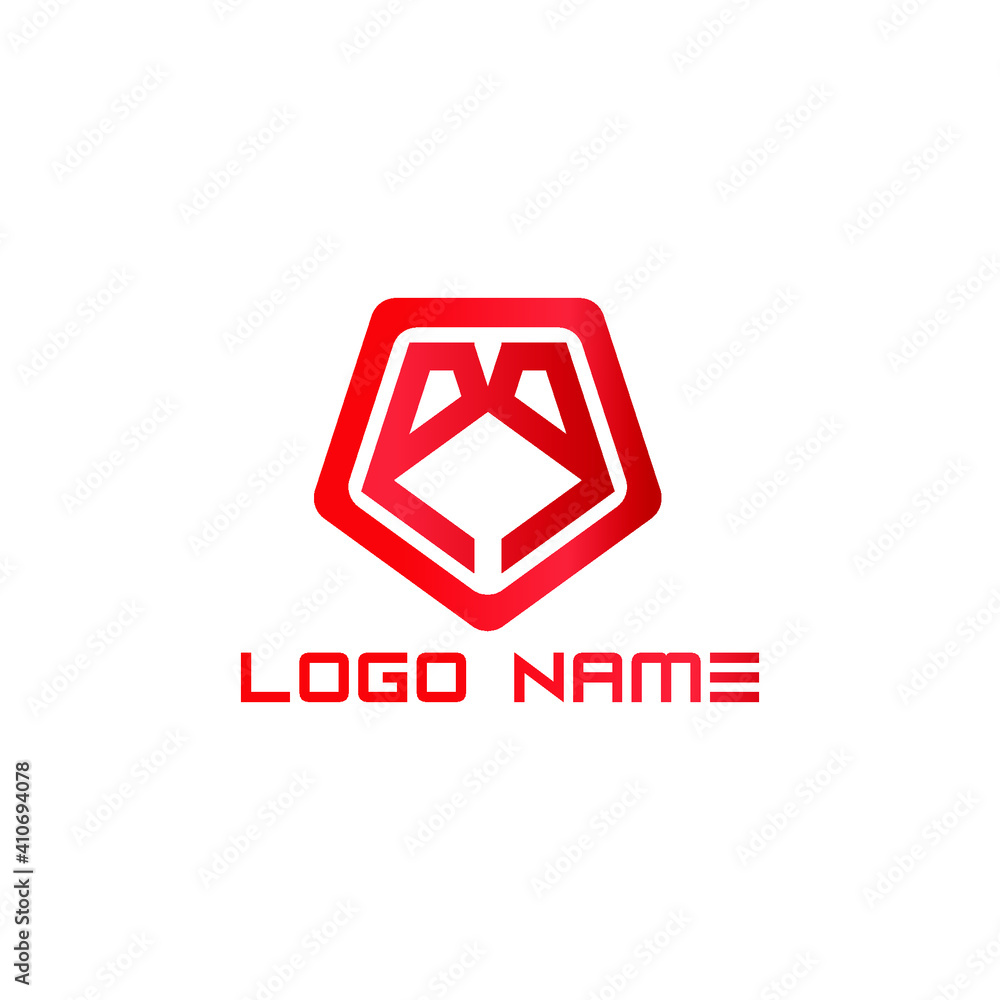 Fototapeta premium Pentagon logo. illustration of a typographic logo with the initials EE on a white background